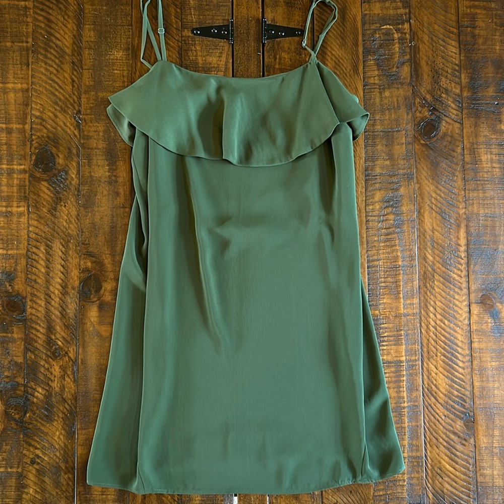 Zara Basic Green Adjustable Strap Ruffle Top Dres… - image 1